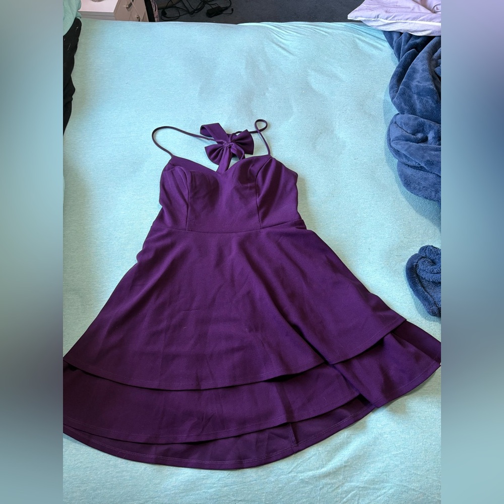 Elegant Purple Halter Dress